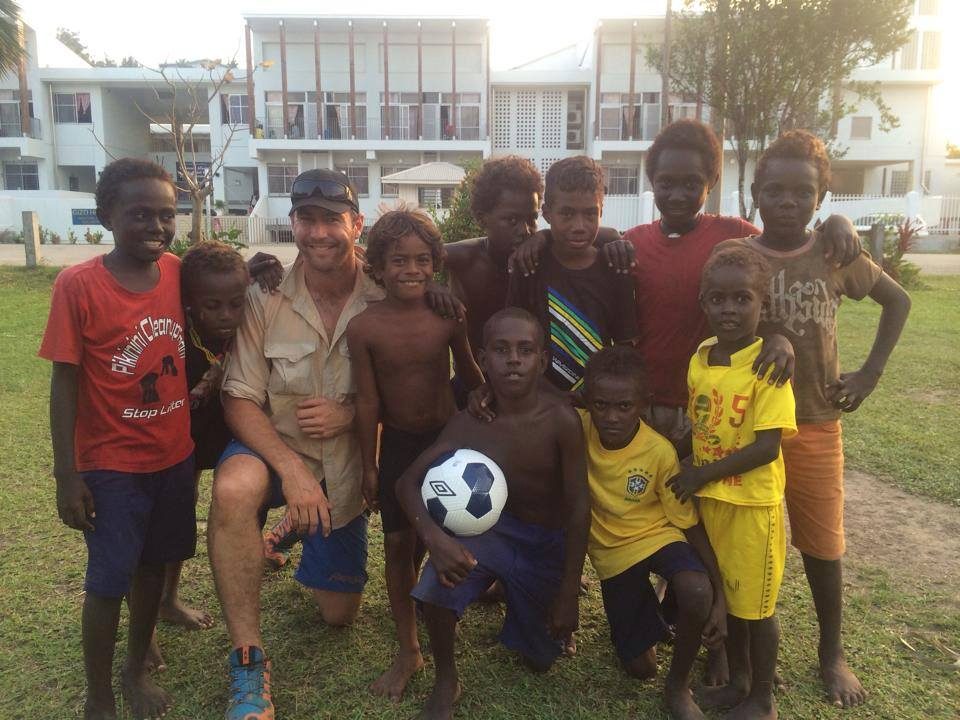 Children in the Solomon Islands with donated soccer balls